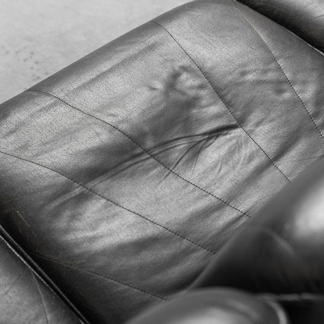 Modular Four-Seater Sofa in Black Eco-Leather, 1970s, Set of 4 For Sale - Image 4 of 15