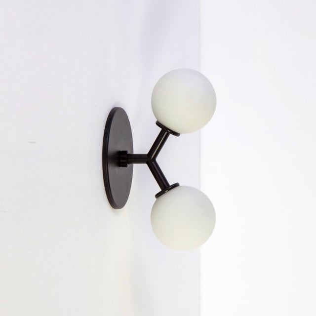Not Yet Made - Made To Order Y Sconce, Modern, 3 Inches Glass Globes, by Research.Lighting, Modern, Minimal For Sale - Image 5 of 7