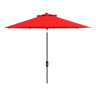 Outdoor UV Resistant Ortega 9 ft Auto Tilt Crank Umbrella - Red For Sale