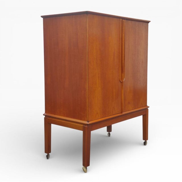 Mid-Century Modern Danish Teak Bar Cabinet on Castors, 1970s For Sale - Image 6 of 11