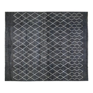 Moroccan Hand Knotted Wool Rug, 9'4"x11'7" For Sale