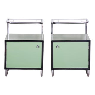 Bauhaus Side Tables in Chrome and Glass by Vichr a Spol., Czech, 1930s, Set of 2 For Sale