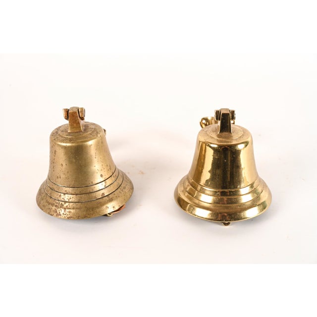 Traditional Vintage Wall-Mounted Brass Bells—A Pair For Sale - Image 3 of 10