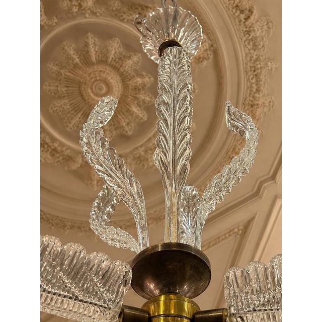 Italian Art Deco Murano Glass Chandelier by Ercole Barovier, 1940 For Sale - Image 3 of 11