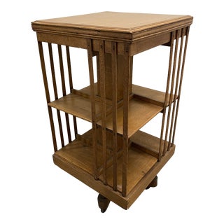Antique English Oak Rotating Bookcase For Sale