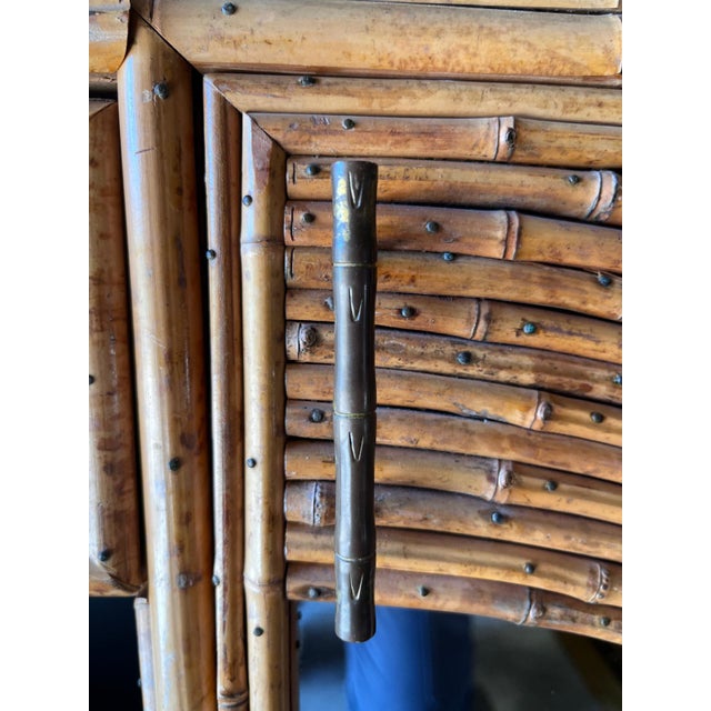 Vintage Bamboo Dressing Table with Bamboo Framed Mirror For Sale - Image 13 of 16