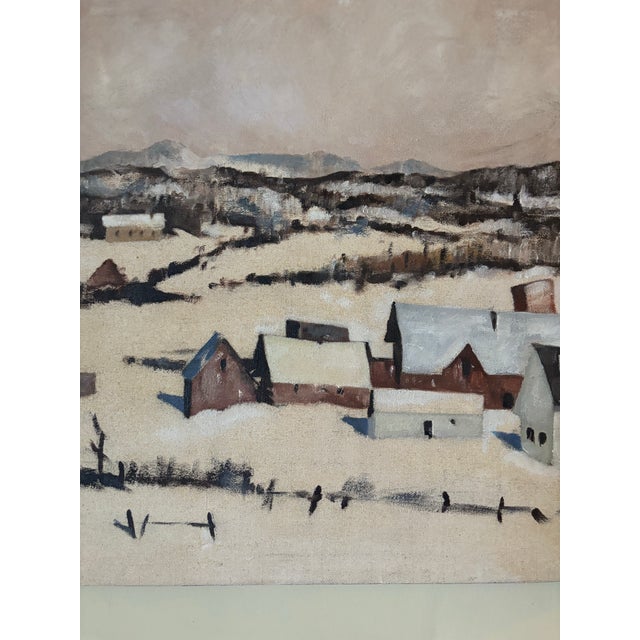 Late 20th Century Oil Painting of a Winter Farm Landscape. Painting of ...