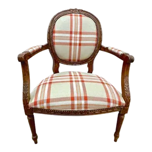 Antique Medallion Back Plaid Armchair