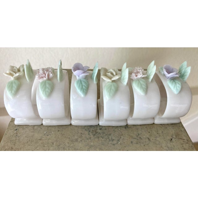 French Country Mid 20th-Century Ardalt Lenwile Porcelain China Napkins Rings- Set of 6 For Sale - Image 3 of 13