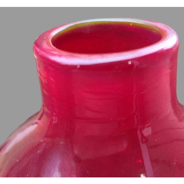 Late 20th Century Mid-Century-Modern Ruby Red Hand-Blown Studio Art Glass Vase For Sale - Image 5 of 9
