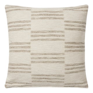 Amber Lewis x Loloi Jay Ivory / Sand 22'' x 22'' Cover with Down Pillow For Sale