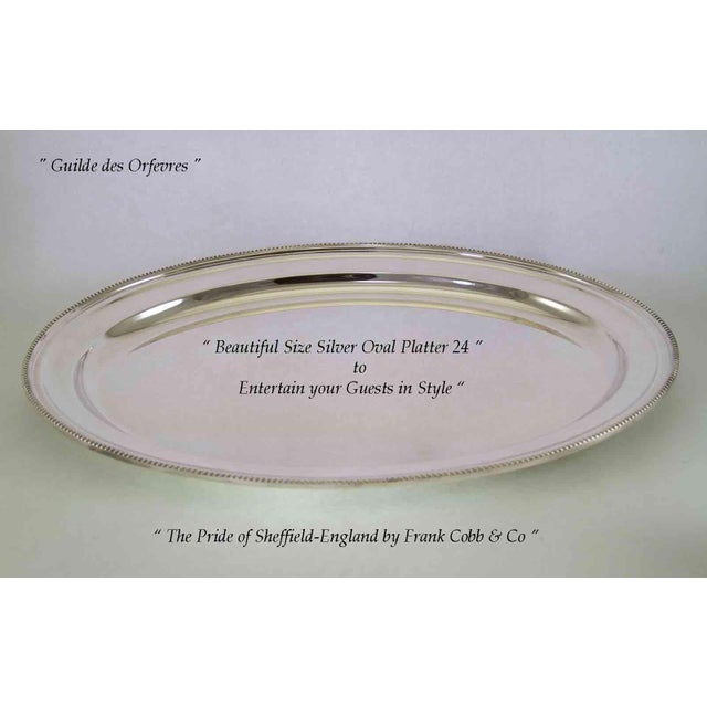 1970’s Vintage/New Silver Oval Platters With Acanthus Leaves Applied Border- Set of 3 For Sale - Image 9 of 13