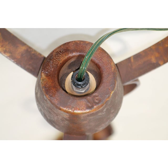 Bronze Vintage Jg Rempp Hand-Forged Wrought Iron Lamp Signed For Sale - Image 8 of 8