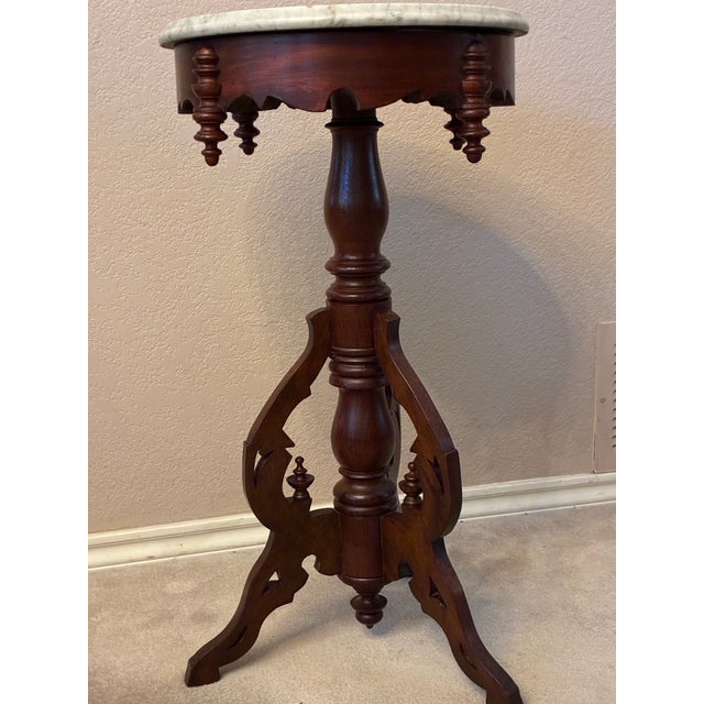 Antique Victorian Style Marble Top Accent Table For Sale In Dallas - Image 6 of 7