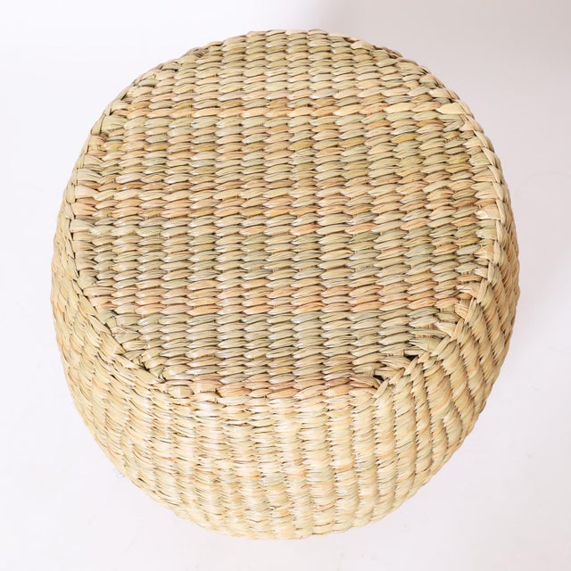 Pair of Woven Reed Garden Seats For Sale - Image 4 of 7