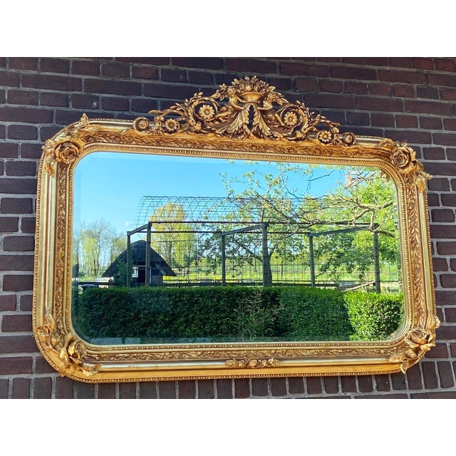 Late 20c French Louis XVI Gold Wood Wall Mirror For Sale - Image 9 of 9