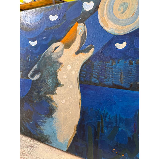 Folk Art “Wolf Moon” LWren Walraven For Sale - Image 3 of 11