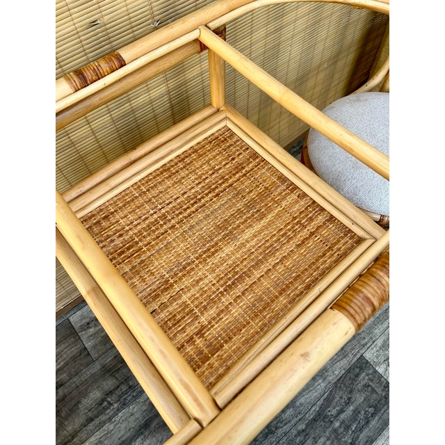 Tan Coastal Style Rattan and Wicker Two Seat Breakfast /Dinette Set. Circa 1980s For Sale - Image 8 of 12