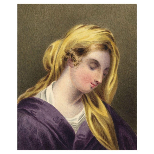 Portrait of a Lady in a Head Shawl, 1830, Watercolour Painting For Sale
