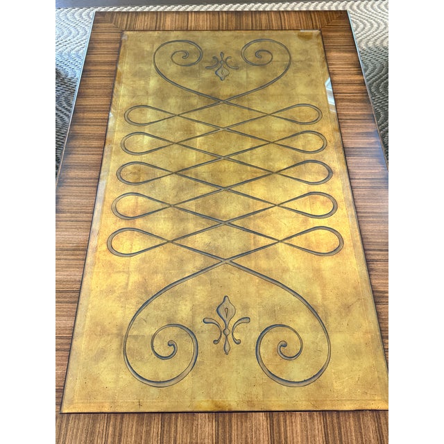 Wood Maitland Smith Eglomise Glass Coffee Table For Sale - Image 7 of 9
