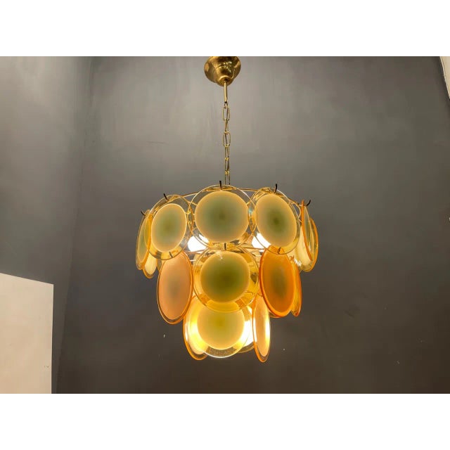 Murano Glass Disc Chandelier, 1970s For Sale - Image 7 of 11