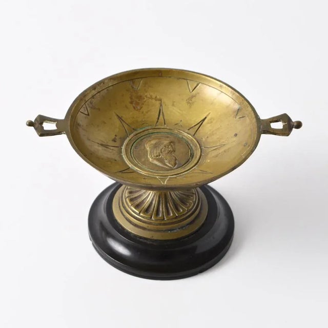 Antique, classical style, tazza from Paris foundry Leblanc Frères. Made of bronze with black marble base. Made in the 19th...