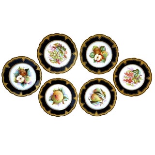 Porcelain Plates With Fruit Motifs - Set of 6 For Sale