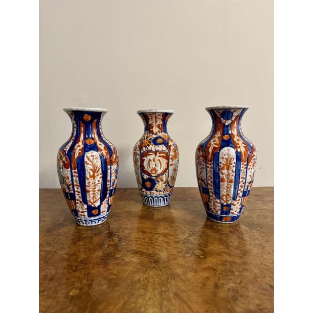Antique Japanese Imari Vases, 1900, Set of 3 For Sale - Image 4 of 5