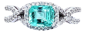Natural Emerald Diamond Ring 6.5 14k W Gold 1.31 TCW Certified