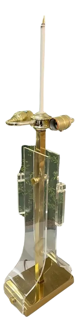 Vintage Laurel Mid Century Modern Sculptural Lucite & Brass Table Lamp