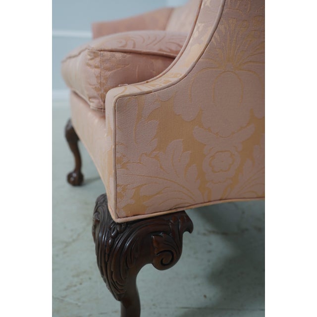 Southwood Damask Upholstered Clawfoot Sofa For Sale - Image 13 of 18