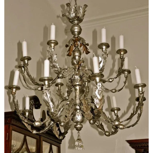 Late 18th Century 18th Century Italian Neoclassical Silver Gilt Chandelier For Sale - Image 5 of 9