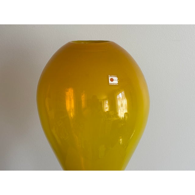 Mid-Century Modern Large Vintage Blenko Jonquil Yellow Floor Vase - Attributed to Wayne Husted For Sale - Image 3 of 10