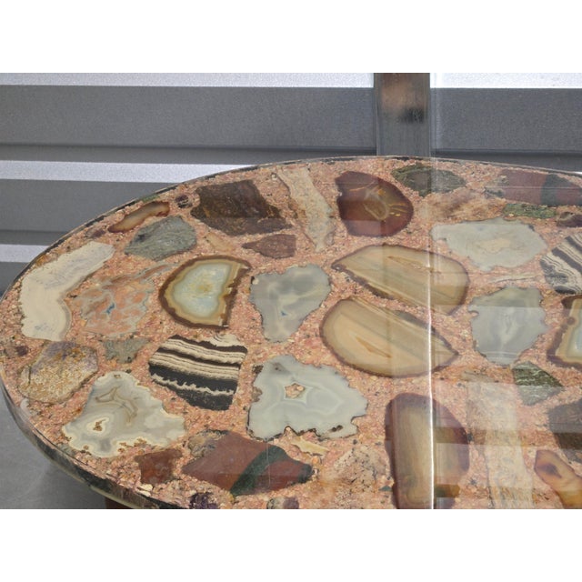 Vintage Semi-Precious Stones Lucite Encased Coffee Table Folk Art Boho Chic Mid-Century MCM For Sale - Image 4 of 10
