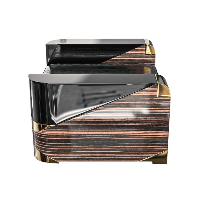 "Semiretta" Ottoman With Bronze, Polished Ebony, Stainless Steel For Sale - Image 4 of 6