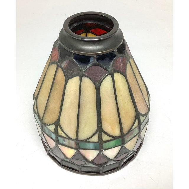 1990s 1990s Small Tiffany Style Slag Glass Lamp Shade Multicolor For Sale - Image 5 of 5