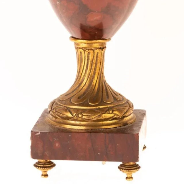 Red Antique French Rouge Marble & Bronze Satyrs Table Lamps, Set of 2 For Sale - Image 8 of 17