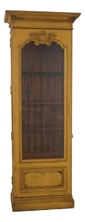 Habersham Painted Distressed Finish Country French Display Cabinet