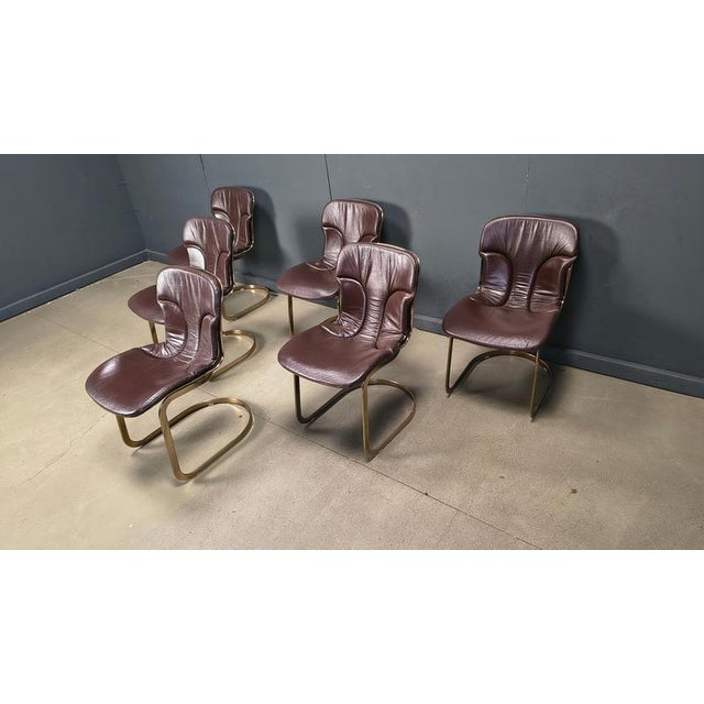 Vintage Dining Chairs in Leather from Cidue, 1970s, Set of 6 For Sale - Image 11 of 14