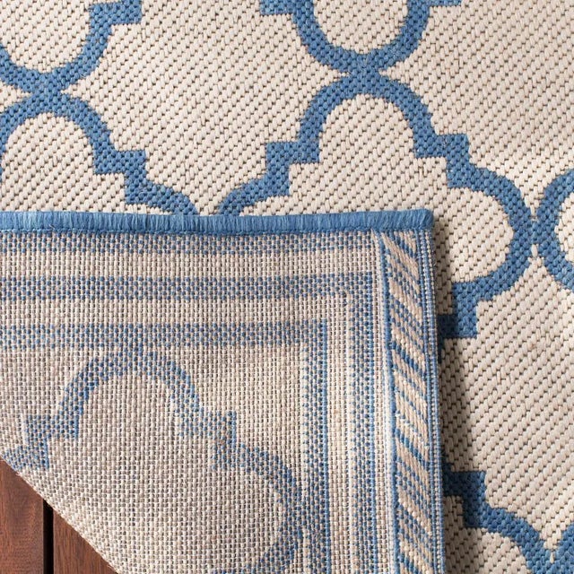 Sea Cottage Indoor Outdoor Rug Cream & Blue 4'x6' For Sale - Image 4 of 5