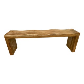 Andrianna Shamaris Natural Reclaimed Teak Wood Wave Bench For Sale