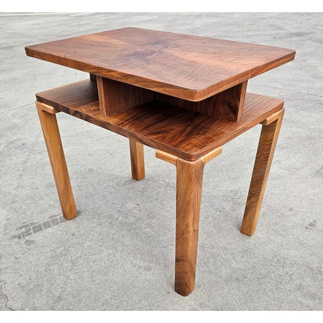 Art Deco Rectangular Two-Tier Walnut Side Table, Austria, 1930s For Sale - Image 9 of 13