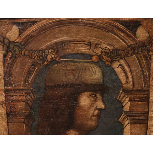 Bonifacio Bembo Seguace, Pair of Panels of Saint Sebastian Guerriero, 1620, Oil on Board For Sale - Image 12 of 15