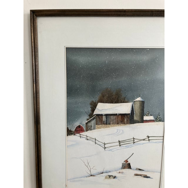 Original Large Watercolor Winter Farm Scene by Tom Zientek For Sale - Image 4 of 8