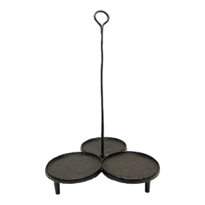Primitive Cast Iron Hearth Triple Griddle With Handle
