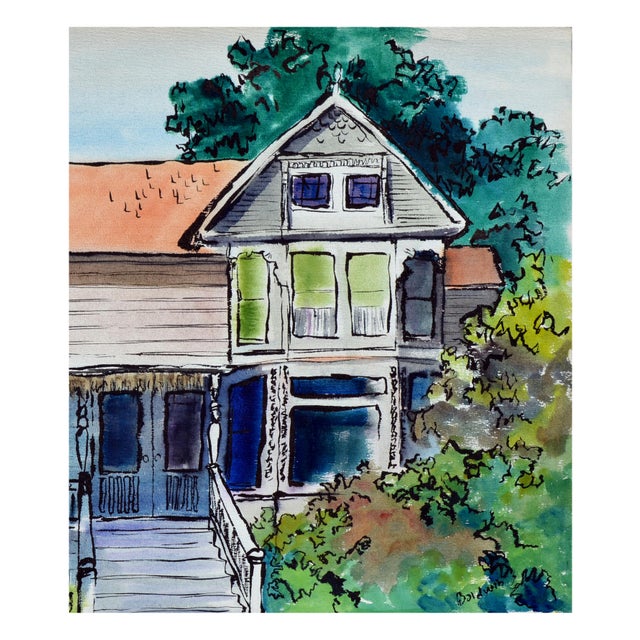 Victorian Late 20th Century Victorian House Portrait Watercolor Painting by Diane Baldwin For Sale - Image 3 of 3