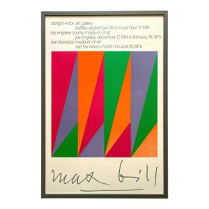 Max Bill Vintage 1974 Serigraph Silkscreen Print Framed Mid Century Modernist Large Exhibition Poster
