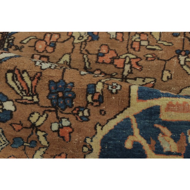 Textile Vintage Turkish Rug With Central Medallion in Beige, Brown & Blue - Rug & Kilim For Sale - Image 7 of 9