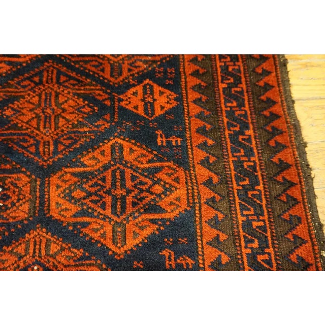 1900s Blue Navy Geometric Tribal Antique Persian Balouch Rug 2' 0'' X 2' 6'' Knotted Wool Carpet For Sale In New York - Image 6 of 13