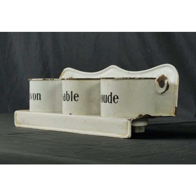 French Vintage French Savon, Sable, & Soude Washbasin Wall Set For Sale - Image 3 of 13